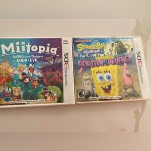 Nintendo 3DS Miitopia and SpongeBob Game Case - EMPTY INSIDE NO GAME